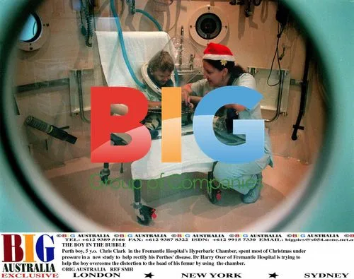 Young boy in hyperbaric chamber