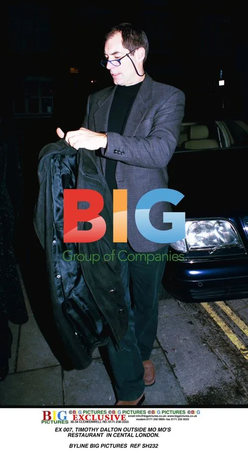 Timothy Dalton outside Mo Mo's in London