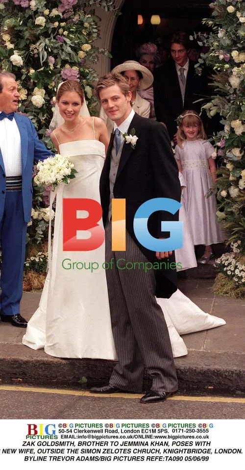 Zak Goldsmith poses with new wife outside church