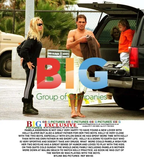 Pamela Anderson and Kelly Slater with her sons