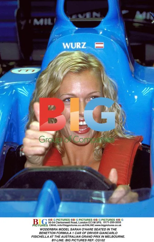 WODERBRA Model Sarah O'Hare in Benetton F1 Car