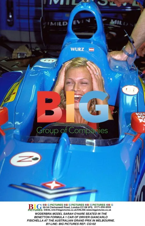 WODERBRA Model Sarah O'Hare in Benetton F1 Car
