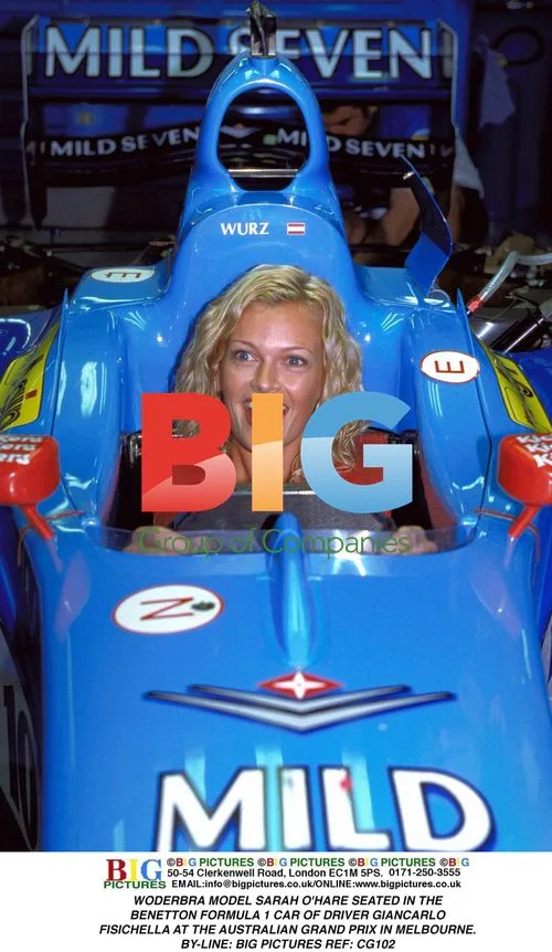 WODERBRA Model Sarah O'Hare in F1 Car