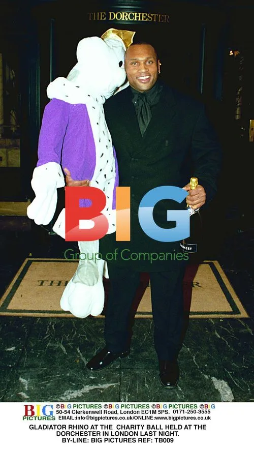 Gladiator rhino at charity ball in London