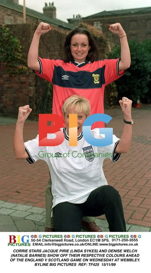 Coronation Street Stars Jacqui and Denise Wear England & Scotland Shirts