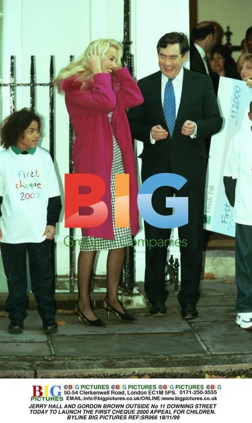 JERRY HALL and GORDON BROWN launch CHEQUE 2000