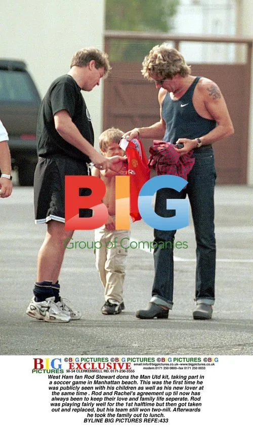 Rod Stewart Plays Soccer in Man Utd Kit
