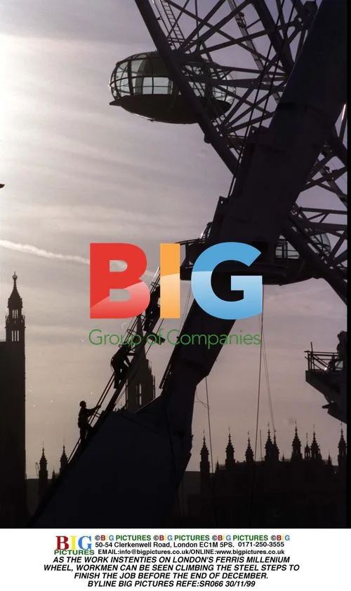 Workmen on Millennium Wheel in London