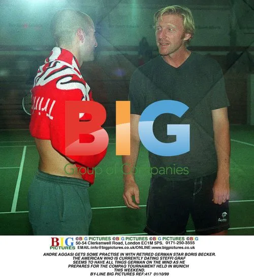 Agassi and Becker Tennis Practice