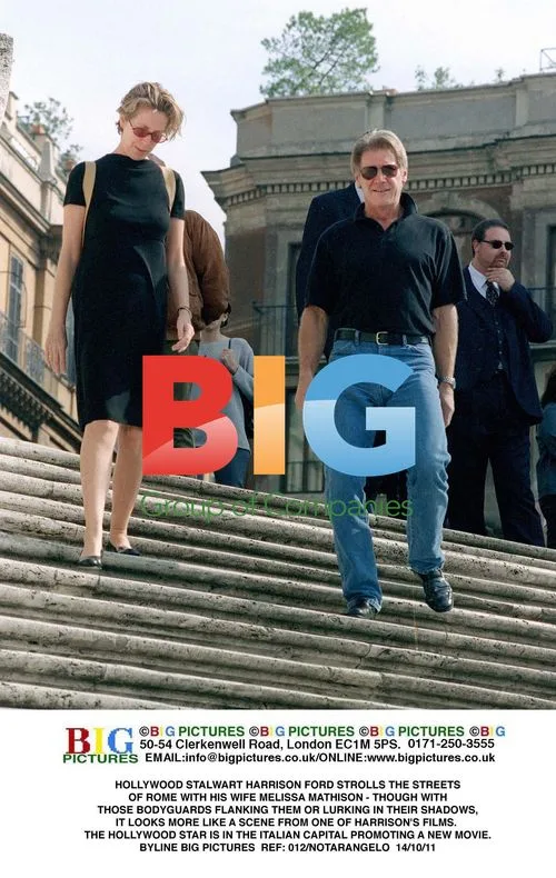 Harrison Ford Strolls Rome With Wife