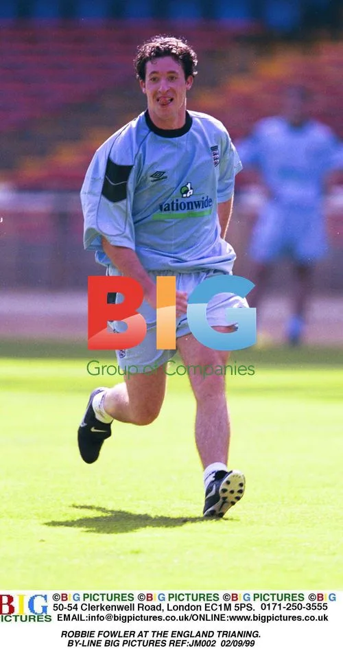 Robbie Fowler training with England