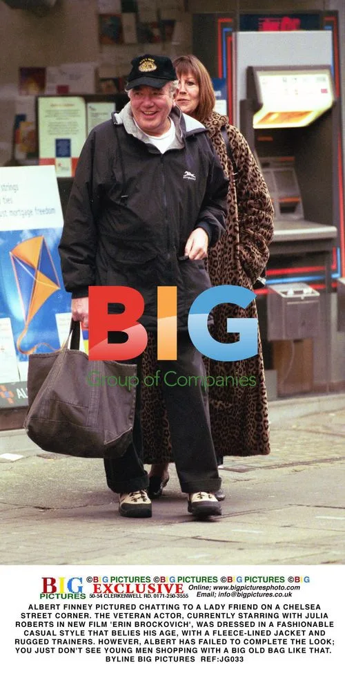 Albert Finney Chatting on Street Corner