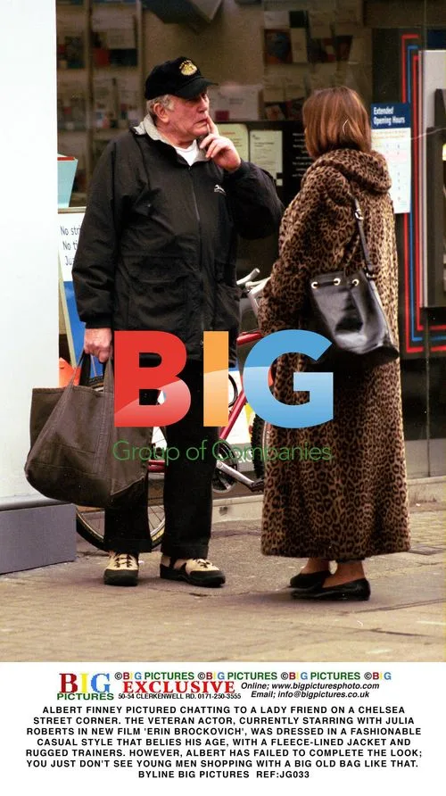 Albert Finney Chatting with Lady in Chelsea