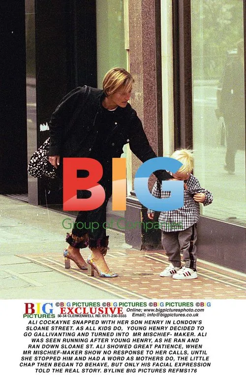 Ali Cockayne chases mischievous son Henry on Sloane Street