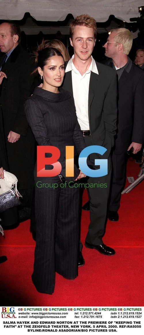 Salma Hayek and Edward Norton at Keeping the Faith premiere