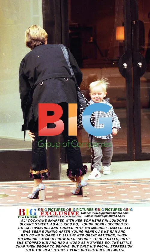 Ali Cockayne chases son Henry down Sloane St