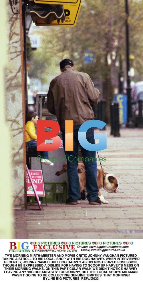 Johnny Vaughan Strolls with Dog Harvey