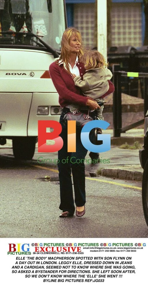 Elle Macpherson with son Flynn in London