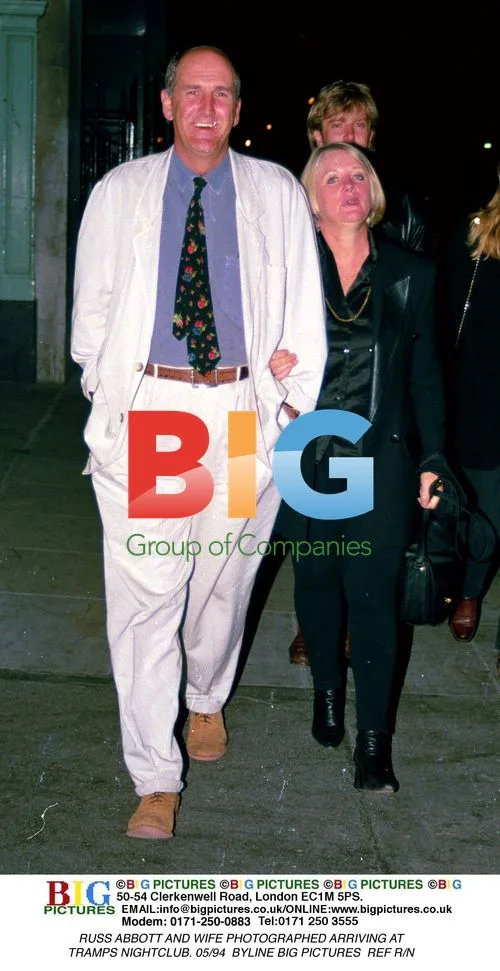 Russ Abbott and wife arrive at Tramps nightclub
