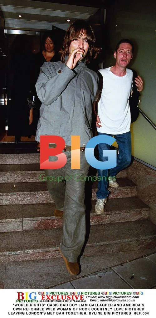 Liam Gallagher and Courtney Love Leaving London Met Bar