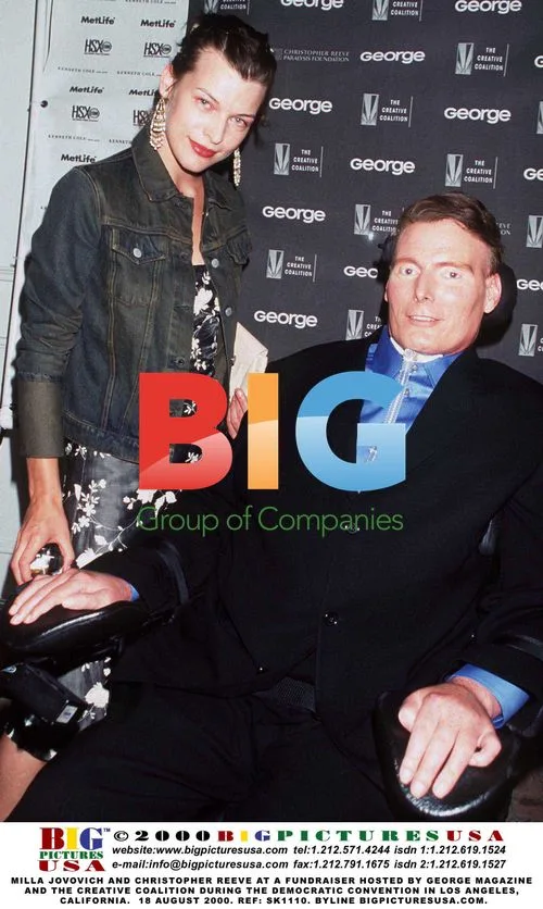 Milla Jovovich and Christopher Reeve at Fundraiser