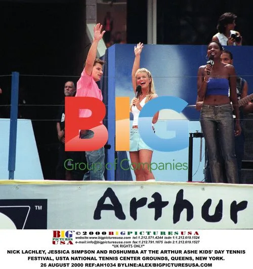 Nick Lachey, Jessica Simpson, and Roshumba at Tennis Festival