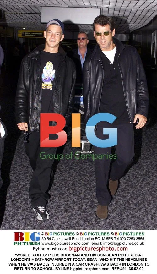 Piers Brosnan and son Sean at Heathrow