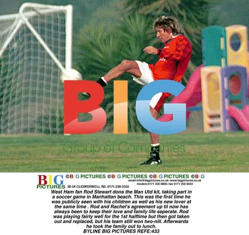 Rod Stewart plays soccer with family
