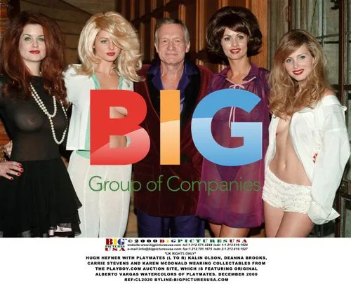 Hugh Hefner with Playmates at Playboy Auction