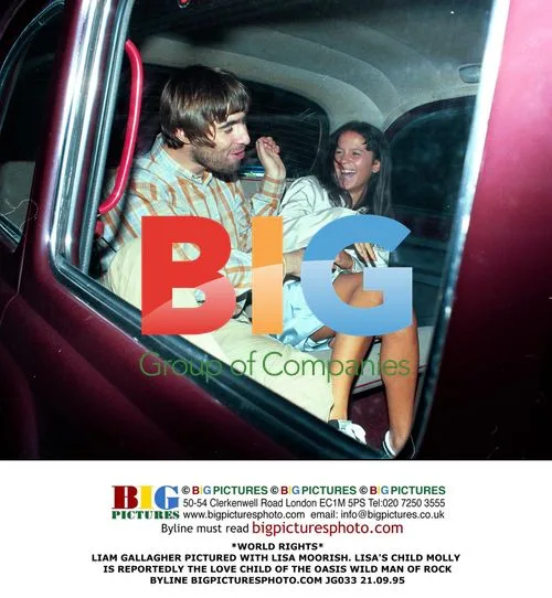 Liam Gallagher with Lisa Moorish and child Molly