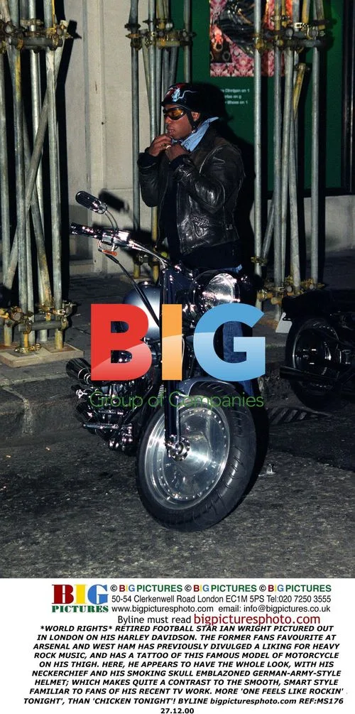 Ian Wright Rides His Harley Davidson Motorcycle in London