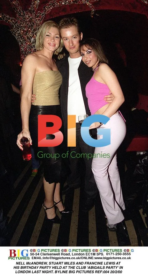 Nell McAndrew, Stuart Miles, and Francine Lewis at Birthday Party