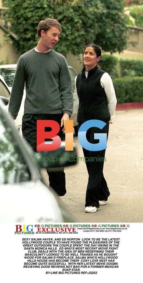 Salma Hayek and Ed Norton Hiking