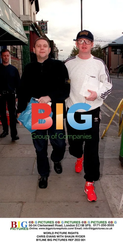 Chris Evans and Shaun Ryder with Bag
