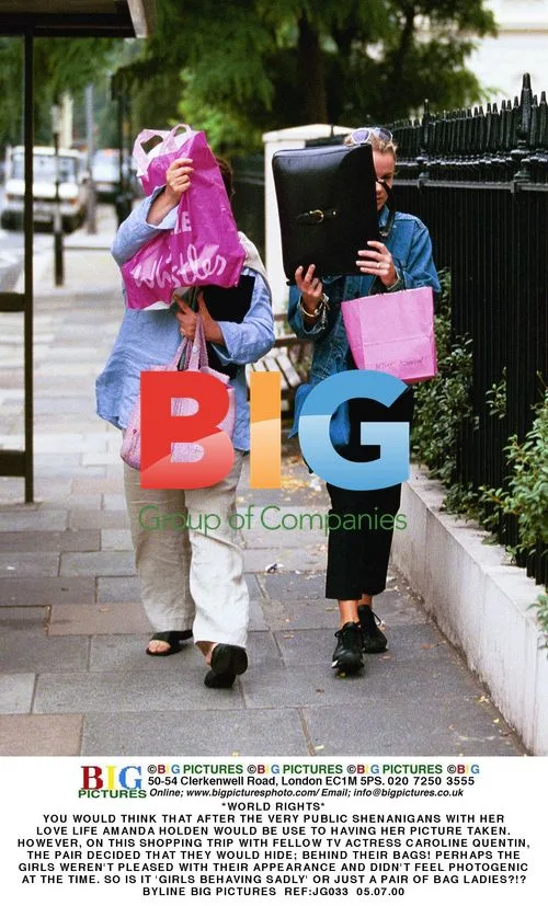Amanda Holden and Caroline Quentin Hide Behind Bags