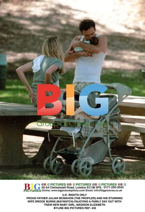 Julian McMahon and Brook Burns with new baby