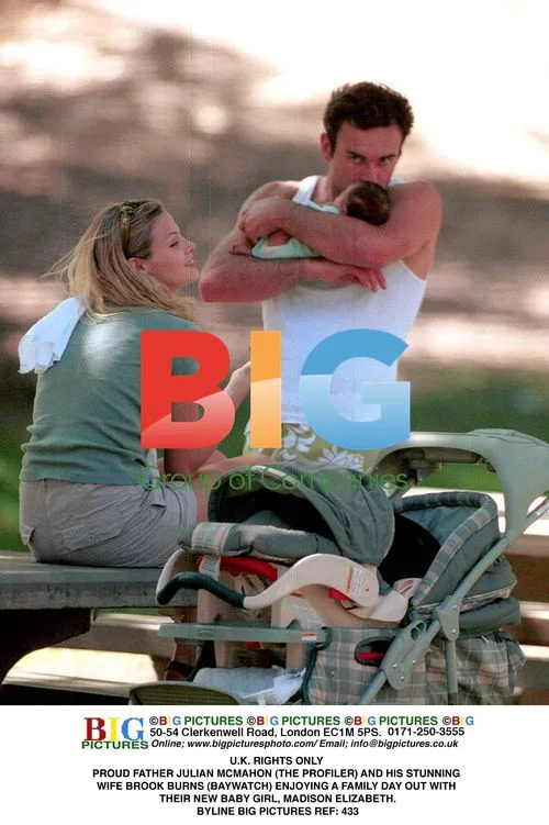 Julian McMahon and Brook Burns with newborn daughter