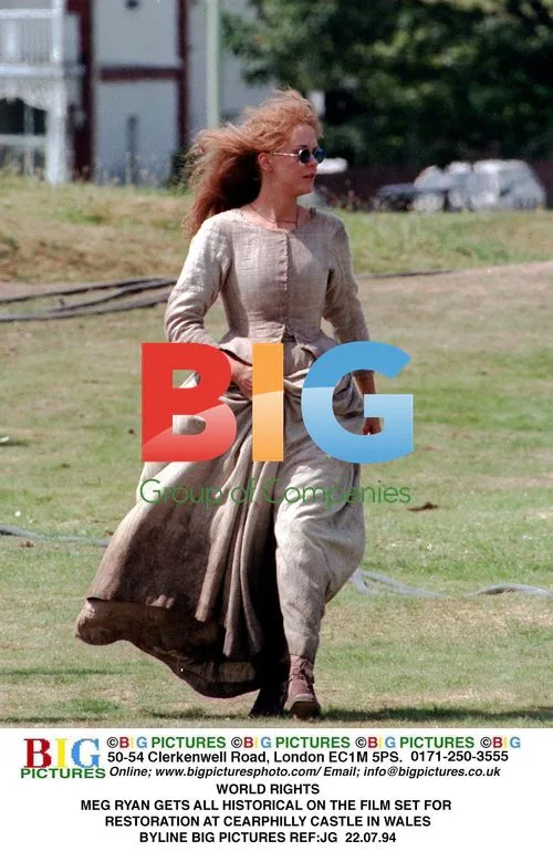 Meg Ryan on set of Restoration at Caerphilly Castle