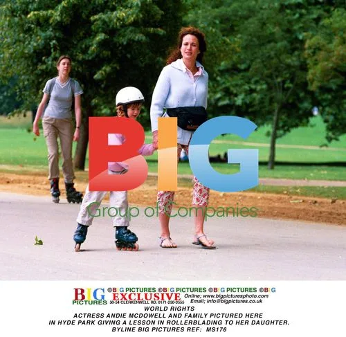Andie MacDowell and Family Rollerblading in Hyde Park