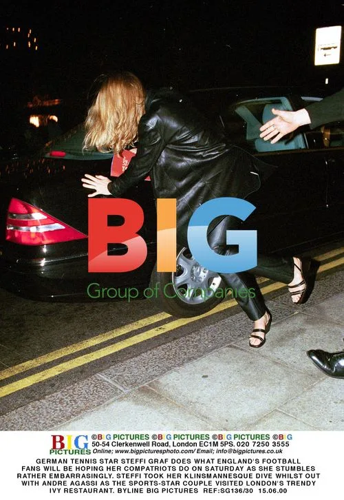 Steffi Graf stumbles outside The Ivy