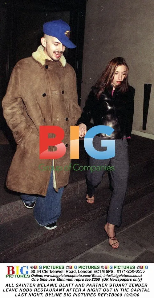 Melanie Blatt and partner Stuart Zender leave Nobu
