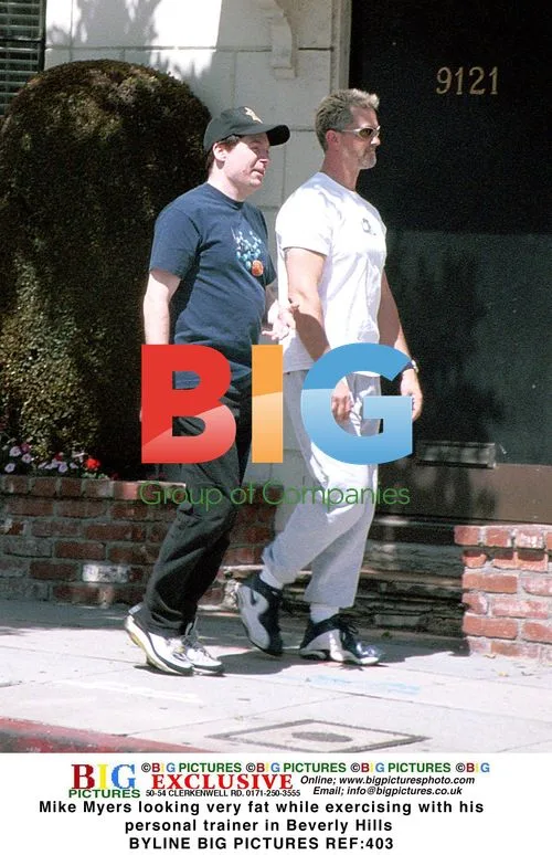 Mike Myers Exercising with Trainer in Beverly Hills