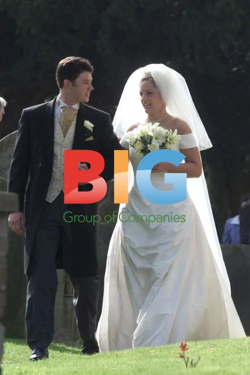 Newlywed couple exits church