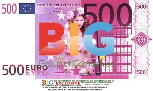 Laetitia Casta on a Euro Note
