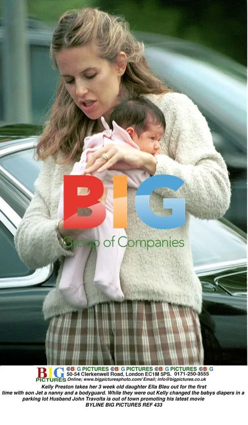 Kelly Preston with newborn Ella Bleu and son Jet