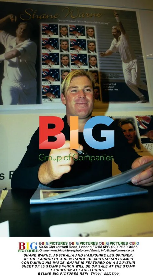 Shane Warne at Australian stamp launch