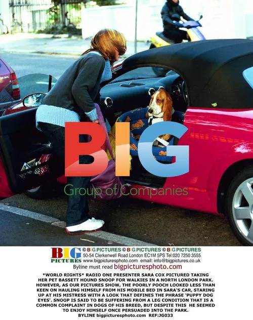 Sara Cox takes her dog Snoop for a walk