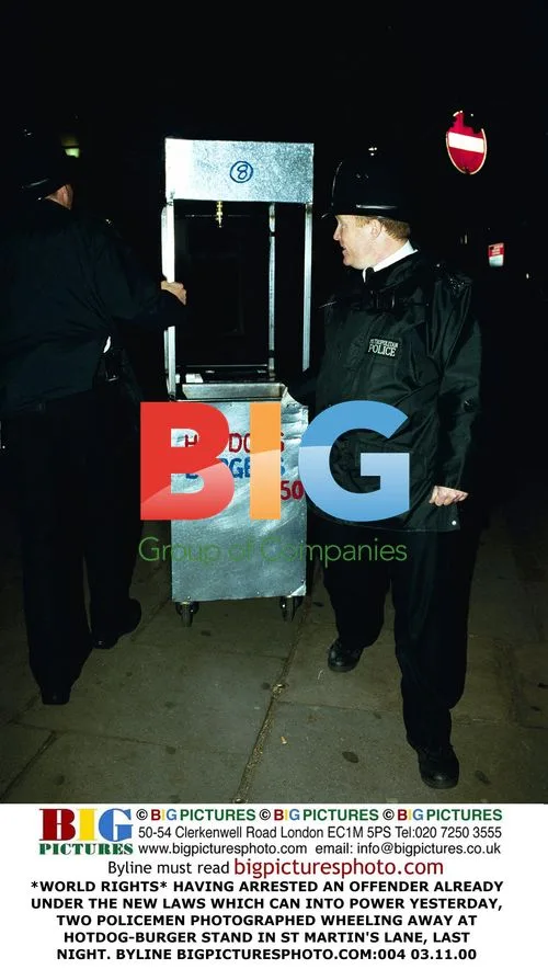 Policemen at Hotdog Stand in St Martin's Lane