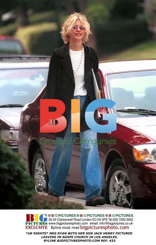 Meg Ryan and son Jack Henry leave LA church