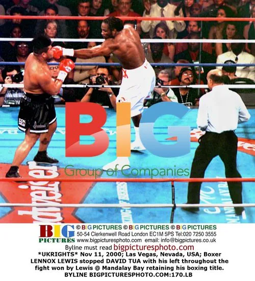 Lennox Lewis stops David Tua